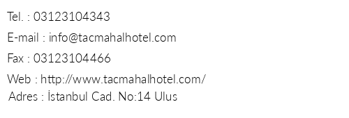 Sarr Ta Mahal Hotel telefon numaralar, faks, e-mail, posta adresi ve iletiim bilgileri